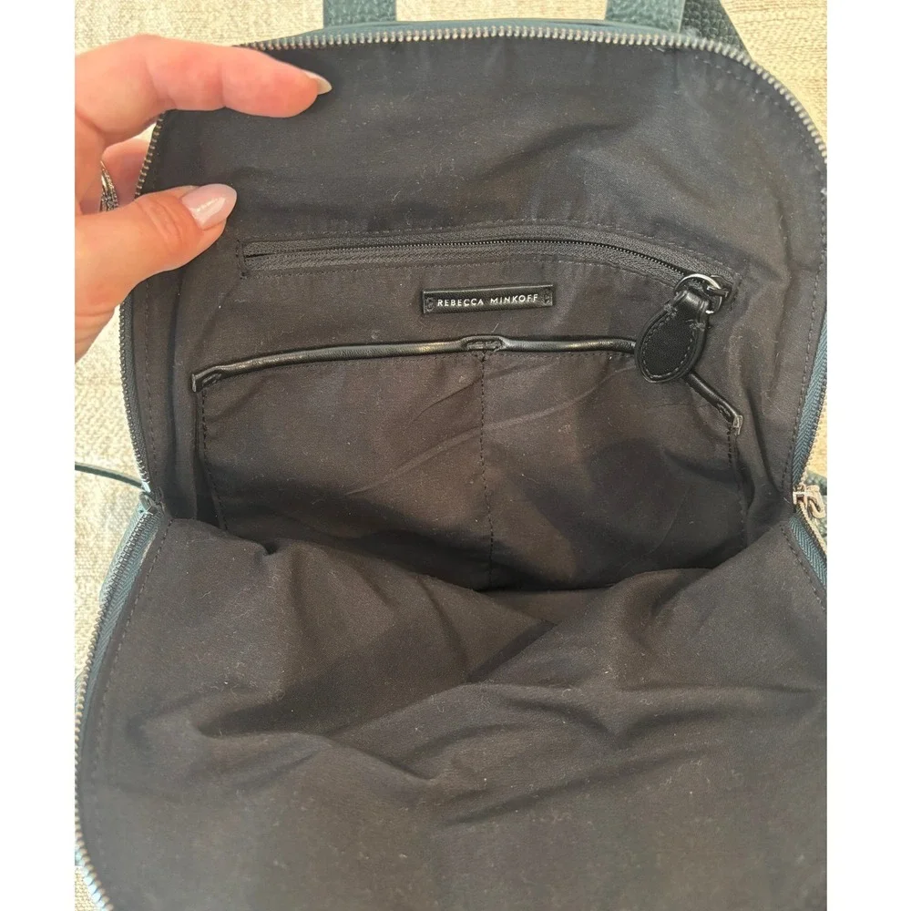Rebecca‎ Minkoff Darren Signature Leather Backpack Bottle Green Gunmetal